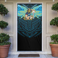 Custom Gold Coast Titans Door Cover Titan Warrior Polynesia Islander Rugby Mascot