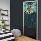 Custom Gold Coast Titans Door Cover Titan Warrior Polynesia Islander Rugby Mascot