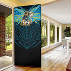 Custom Gold Coast Titans Door Cover Titan Warrior Polynesia Islander Rugby Mascot