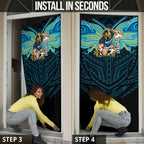 Custom Gold Coast Titans Door Cover Titan Warrior Polynesia Islander Rugby Mascot