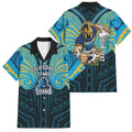 Custom Gold Coast Titans Family Matching Puletasi and Hawaiian Shirt Titan Warrior Polynesia Islander Rugby Mascot