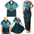 Custom Gold Coast Titans Family Matching Tank Maxi Dress and Hawaiian Shirt Titan Warrior Polynesia Islander Rugby Mascot