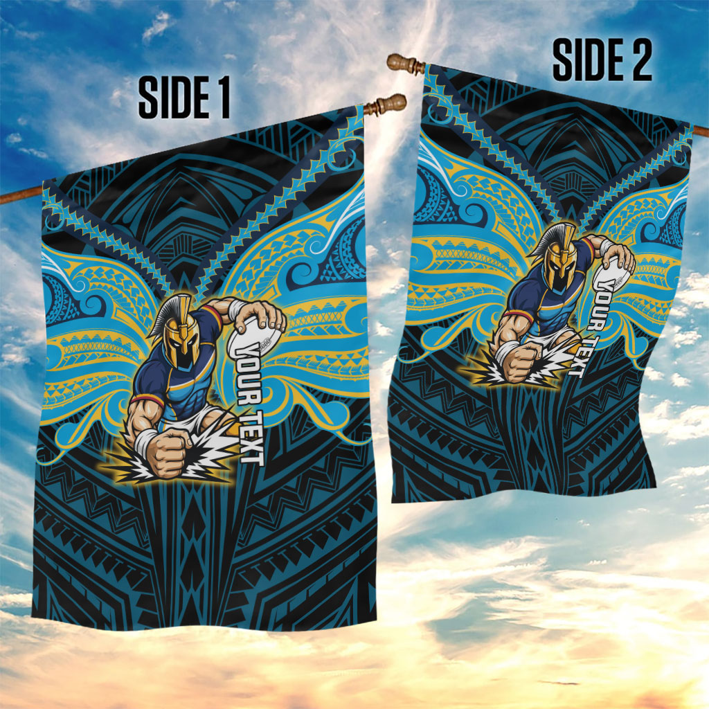 Custom Gold Coast Titans Garden Flag Titan Warrior Polynesia Islander Rugby Mascot