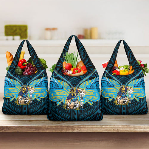 Custom Gold Coast Titans Grocery Bag Titan Warrior Polynesia Islander Rugby Mascot