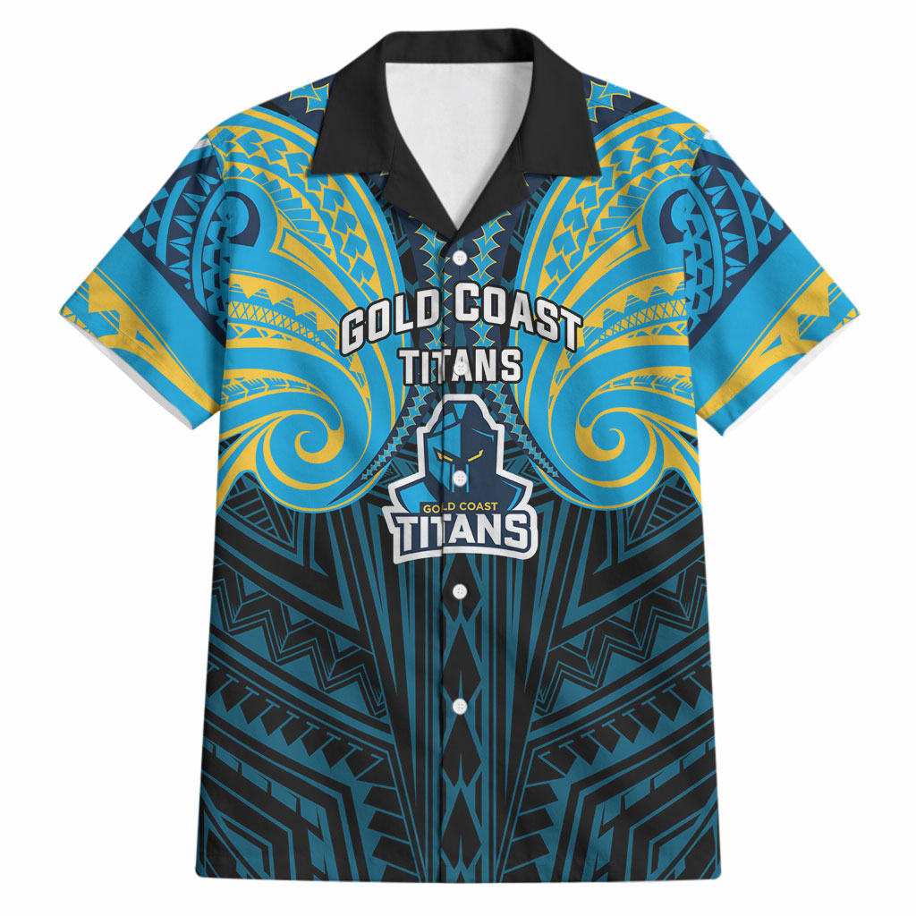 Custom Gold Coast Titans Hawaiian Shirt Titan Warrior Polynesia Islander Rugby Mascot