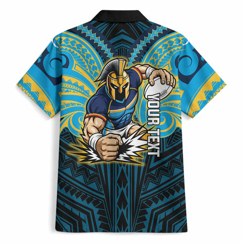 Custom Gold Coast Titans Hawaiian Shirt Titan Warrior Polynesia Islander Rugby Mascot