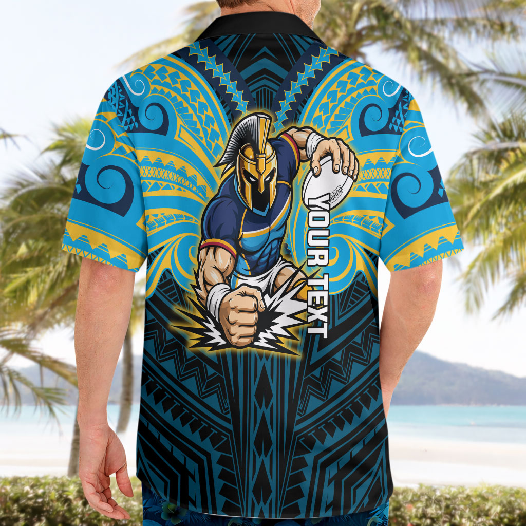Custom Gold Coast Titans Hawaiian Shirt Titan Warrior Polynesia Islander Rugby Mascot
