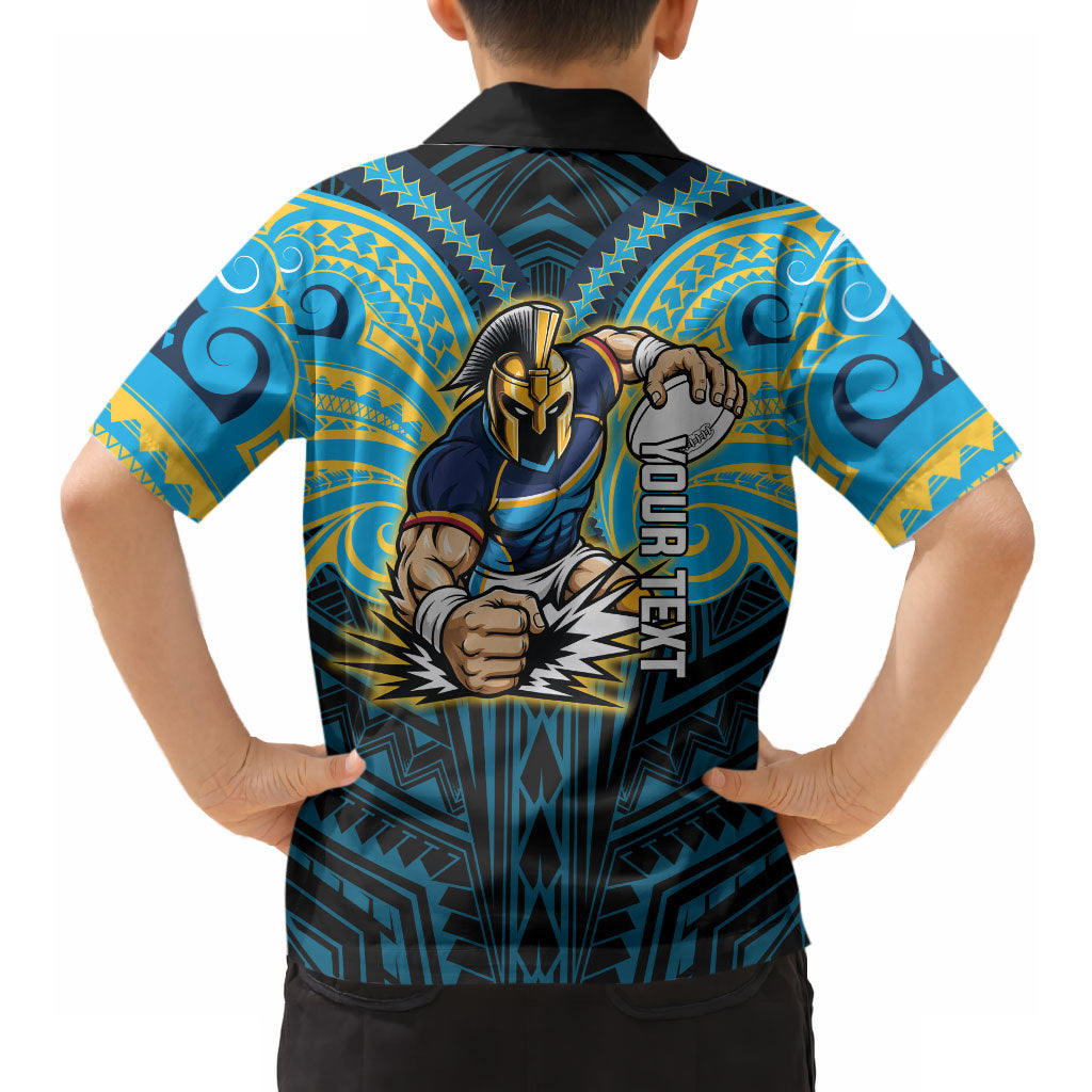 Custom Gold Coast Titans Hawaiian Shirt Titan Warrior Polynesia Islander Rugby Mascot