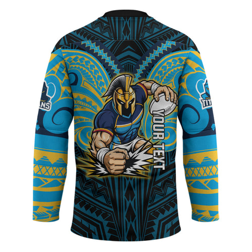 Custom Gold Coast Titans Hockey Jersey Titan Warrior Polynesia Islander Rugby Mascot
