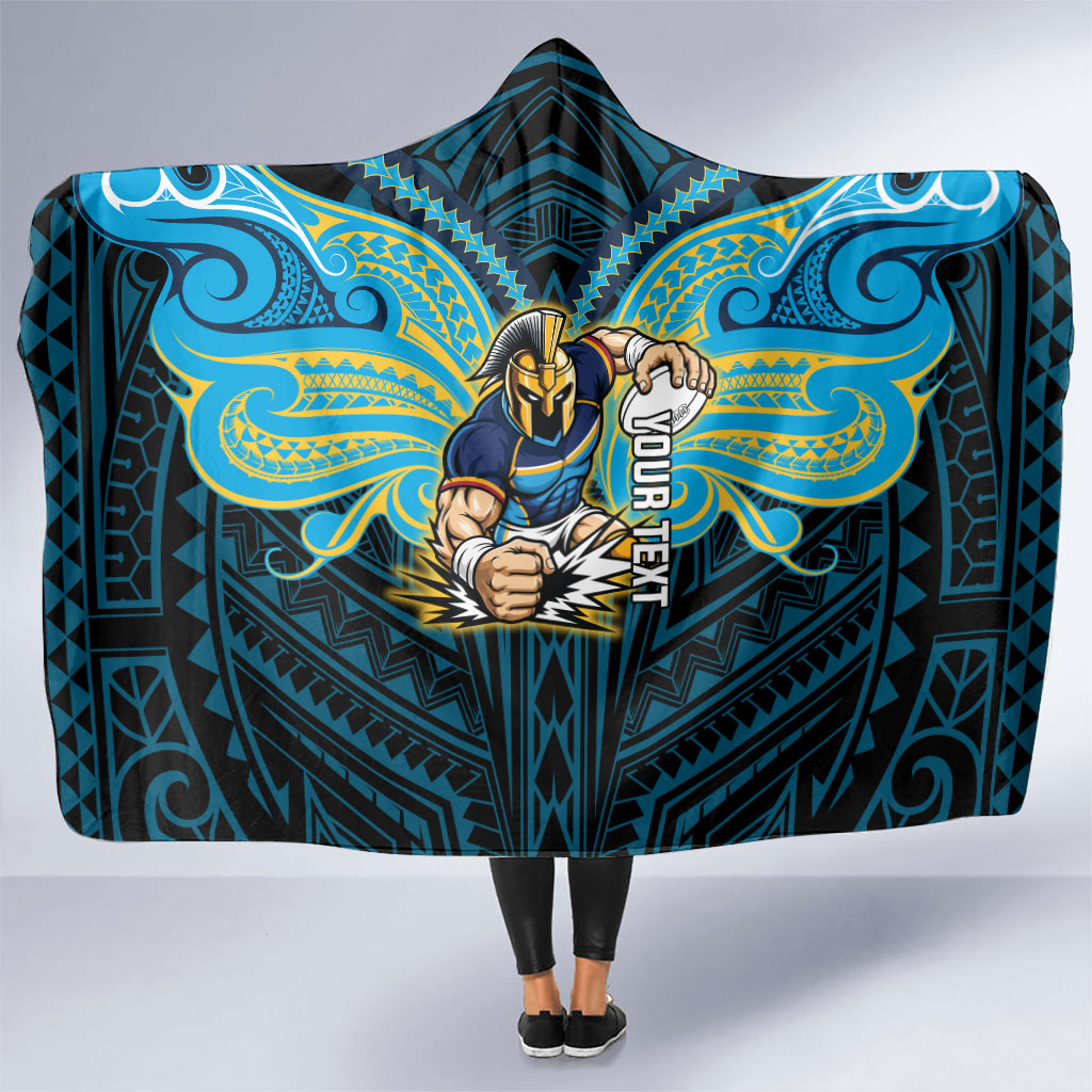 Custom Gold Coast Titans Hooded Blanket Titan Warrior Polynesia Islander Rugby Mascot