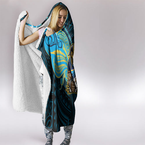 Custom Gold Coast Titans Hooded Blanket Titan Warrior Polynesia Islander Rugby Mascot
