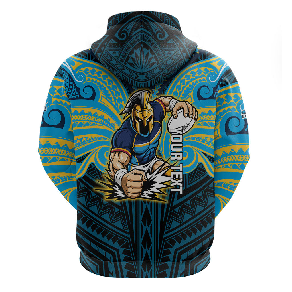 Custom Gold Coast Titans Hoodie Titan Warrior Polynesia Islander Rugby Mascot