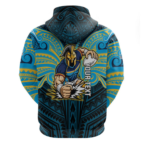 Custom Gold Coast Titans Hoodie Titan Warrior Polynesia Islander Rugby Mascot