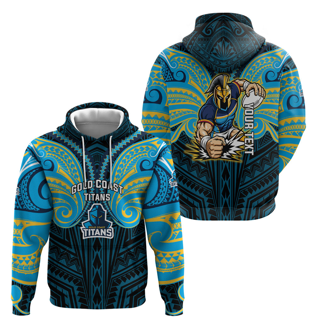 Custom Gold Coast Titans Hoodie Titan Warrior Polynesia Islander Rugby Mascot