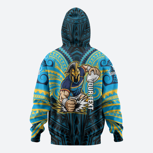 Custom Gold Coast Titans Hoodie Titan Warrior Polynesia Islander Rugby Mascot
