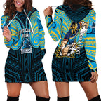Custom Gold Coast Titans Hoodie Dress Titan Warrior Polynesia Islander Rugby Mascot