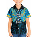 Custom Gold Coast Titans Kid Hawaiian Shirt Titan Warrior Polynesia Islander Rugby Mascot