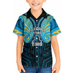 Custom Gold Coast Titans Kid Hawaiian Shirt Titan Warrior Polynesia Islander Rugby Mascot