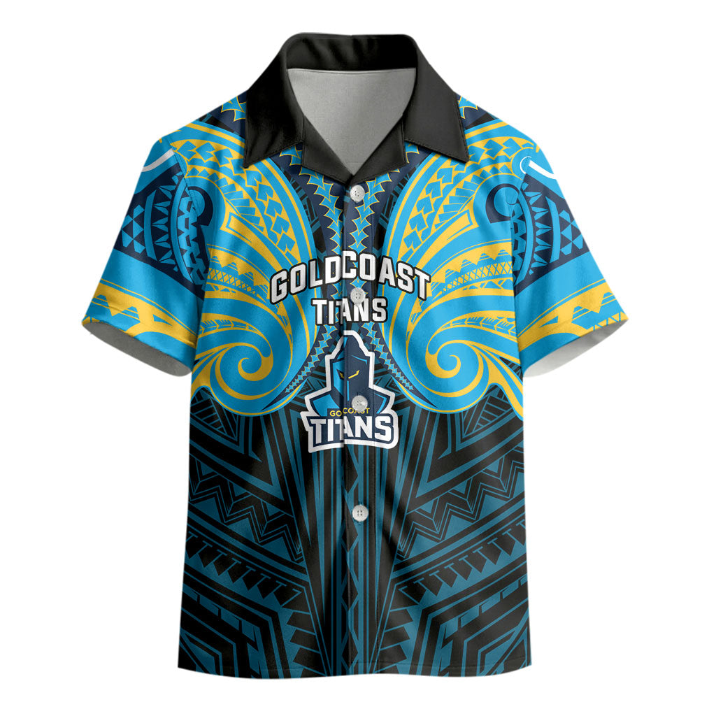 Custom Gold Coast Titans Kid Hawaiian Shirt Titan Warrior Polynesia Islander Rugby Mascot