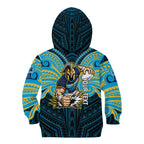 Custom Gold Coast Titans Kid Hoodie Titan Warrior Polynesia Islander Rugby Mascot