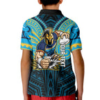 Custom Gold Coast Titans Kid Polo Shirt Titan Warrior Polynesia Islander Rugby Mascot