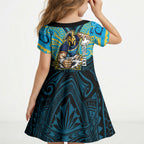 Custom Gold Coast Titans Kid Short Sleeve Dress Titan Warrior Polynesia Islander Rugby Mascot