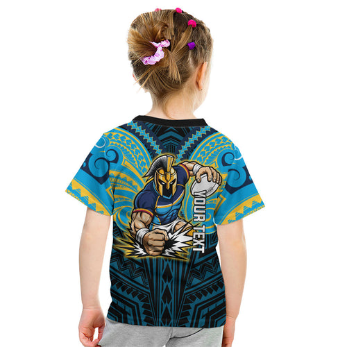 Custom Gold Coast Titans Kid T Shirt Titan Warrior Polynesia Islander Rugby Mascot