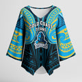 Custom Gold Coast Titans Kimono Sleeve Blouse Titan Warrior Polynesia Islander Rugby Mascot