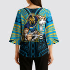 Custom Gold Coast Titans Kimono Sleeve Blouse Titan Warrior Polynesia Islander Rugby Mascot