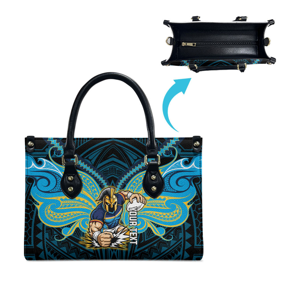 Custom Gold Coast Titans Leather Bag Titan Warrior Polynesia Islander Rugby Mascot