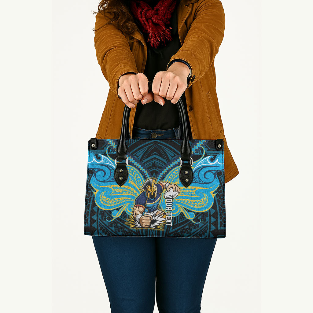 Custom Gold Coast Titans Leather Bag Titan Warrior Polynesia Islander Rugby Mascot