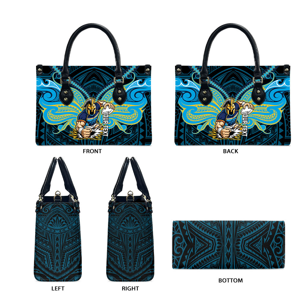 Custom Gold Coast Titans Leather Bag Titan Warrior Polynesia Islander Rugby Mascot