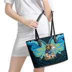 Custom Gold Coast Titans Leather Tote Bag Titan Warrior Polynesia Islander Rugby Mascot
