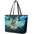 Custom Gold Coast Titans Leather Tote Bag Titan Warrior Polynesia Islander Rugby Mascot