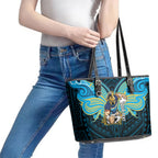 Custom Gold Coast Titans Leather Tote Bag Titan Warrior Polynesia Islander Rugby Mascot