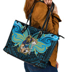 Custom Gold Coast Titans Leather Tote Bag Titan Warrior Polynesia Islander Rugby Mascot