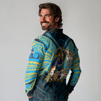 Custom Gold Coast Titans Long Sleeve Polo Shirt Titan Warrior Polynesia Islander Rugby Mascot