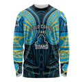 Custom Gold Coast Titans Long Sleeve Shirt Titan Warrior Polynesia Islander Rugby Mascot