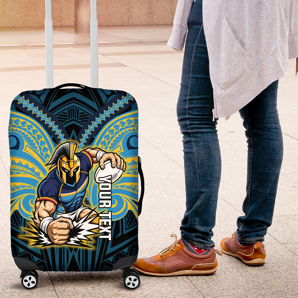 Custom Gold Coast Titans Luggage Cover Titan Warrior Polynesia Islander Rugby Mascot