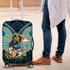 Custom Gold Coast Titans Luggage Cover Titan Warrior Polynesia Islander Rugby Mascot