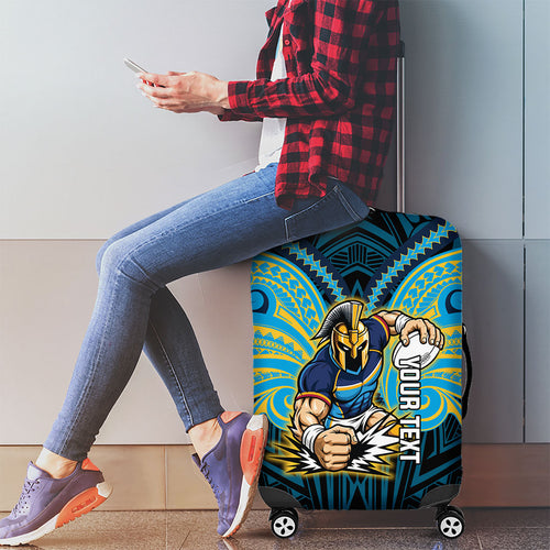 Custom Gold Coast Titans Luggage Cover Titan Warrior Polynesia Islander Rugby Mascot