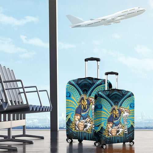 Custom Gold Coast Titans Luggage Cover Titan Warrior Polynesia Islander Rugby Mascot