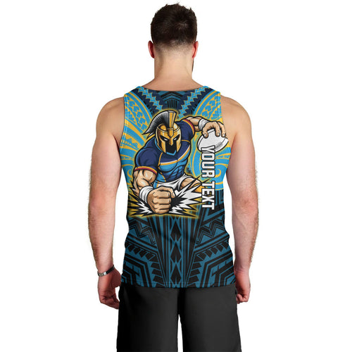 Custom Gold Coast Titans Men Tank Top Titan Warrior Polynesia Islander Rugby Mascot