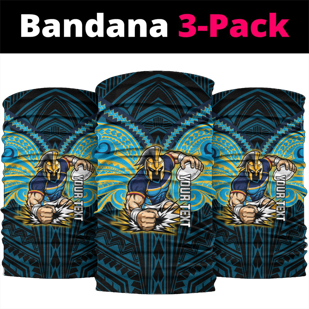 Custom Gold Coast Titans Neck Gaiter Titan Warrior Polynesia Islander Rugby Mascot