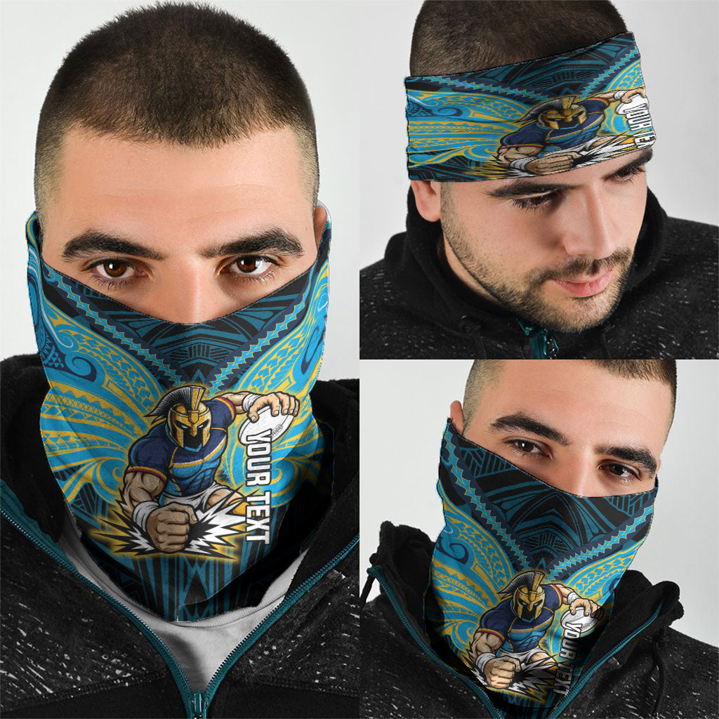 Custom Gold Coast Titans Neck Gaiter Titan Warrior Polynesia Islander Rugby Mascot