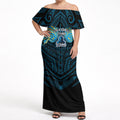 Custom Gold Coast Titans Off Shoulder Maxi Dress Titan Warrior Polynesia Islander Rugby Mascot
