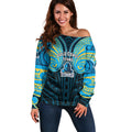 Custom Gold Coast Titans Off Shoulder Sweater Titan Warrior Polynesia Islander Rugby Mascot