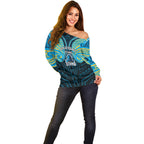Custom Gold Coast Titans Off Shoulder Sweater Titan Warrior Polynesia Islander Rugby Mascot