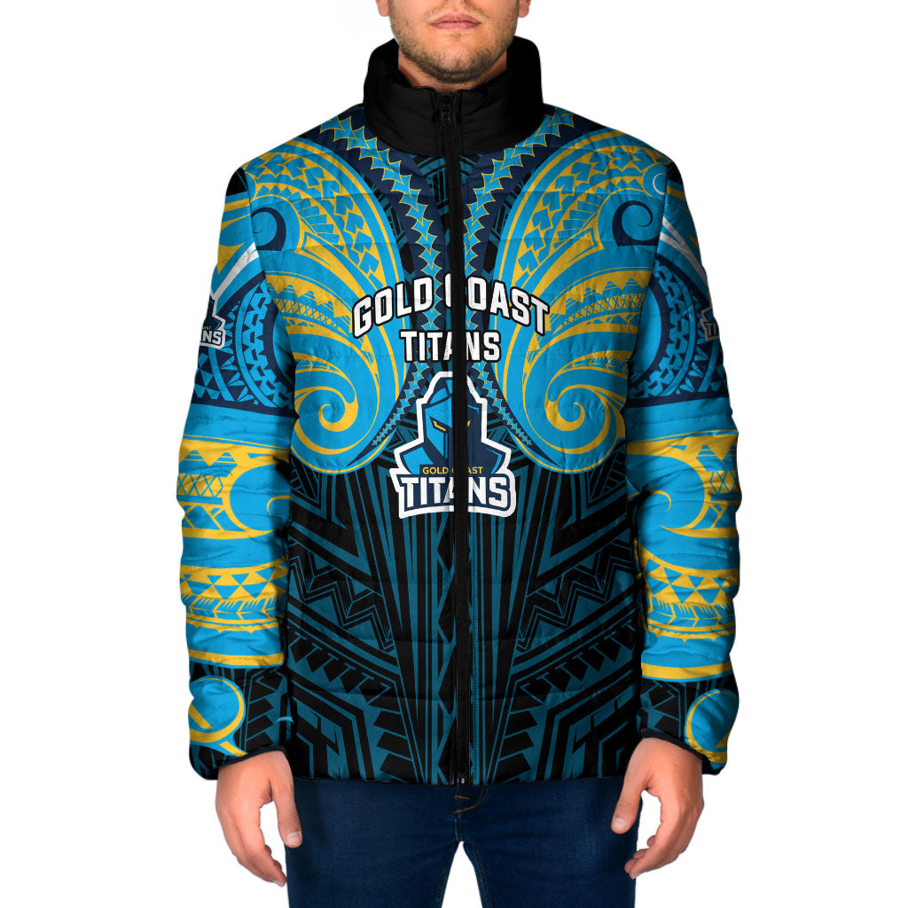 Custom Gold Coast Titans Padded Jacket Titan Warrior Polynesia Islander Rugby Mascot