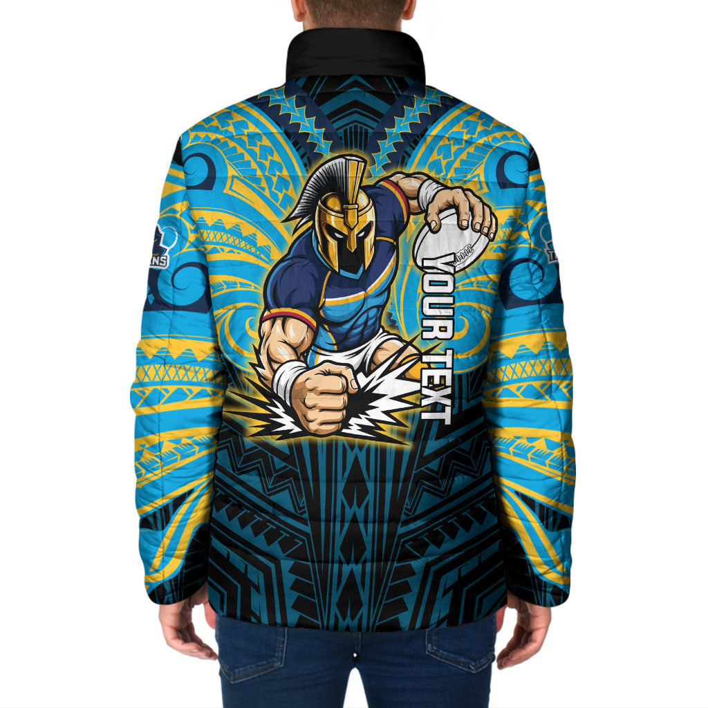 Custom Gold Coast Titans Padded Jacket Titan Warrior Polynesia Islander Rugby Mascot
